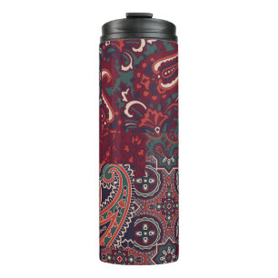 Cashmere-Paisley-Seide: Abstrakte Vintage-Patchwor Thermosbecher