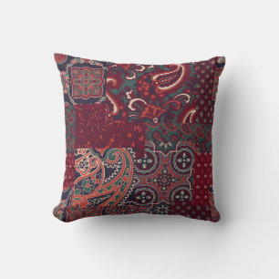 Cashmere Paisley Silk: Abstraktes Vintages Patchwo Kissen