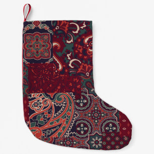Cashmere Paisley Silk: Abstraktes Vintages Patchwo Kleiner Weihnachtsstrumpf