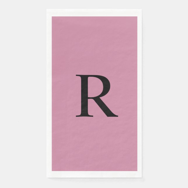 Cashmere Rose Rosa Mit Monogramm Papierhandtuch Serviette (Vorderseite)