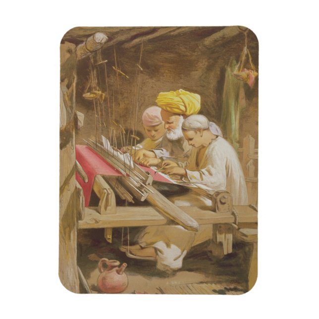 Cashmere Shawls: Weaving, 1863 (Chromolitho) Magnet (Vertikal)