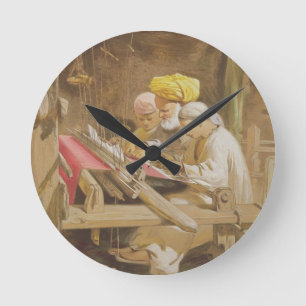 Cashmere Shawls: Weaving, 1863 (chromolitho) Runde Wanduhr