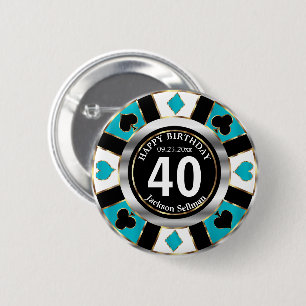 Casino 00. Geburtstagsparty - Aquamarin Button