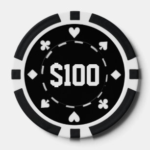 Casino, $100, Poker Chips, Black/White Pokerchips