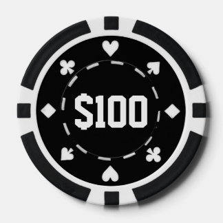 Casino, $100, Poker Chips, Black/White Pokerchips