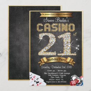Casino 21 Gold Diamond Geburtstag Einladung