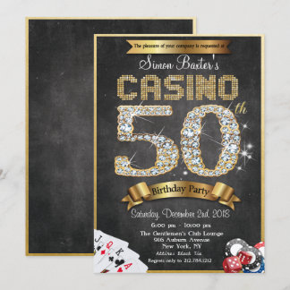 Casino 50 Gold Diamond Geburtstagsfeier Einladung