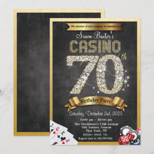 Casino 70. Gold-Diamant-Geburtstagseinladung Einladung