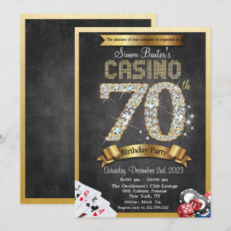 Casino 70. Gold Diamond Geburtstagsfeier Einladung