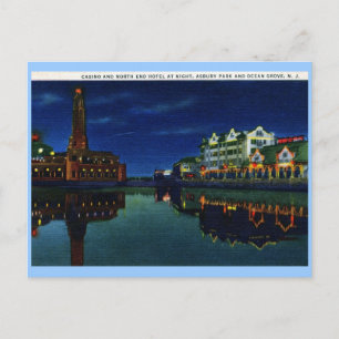 Casino and Hotel, Asbury Park, Ocean Grove NJ Vint Postkarte