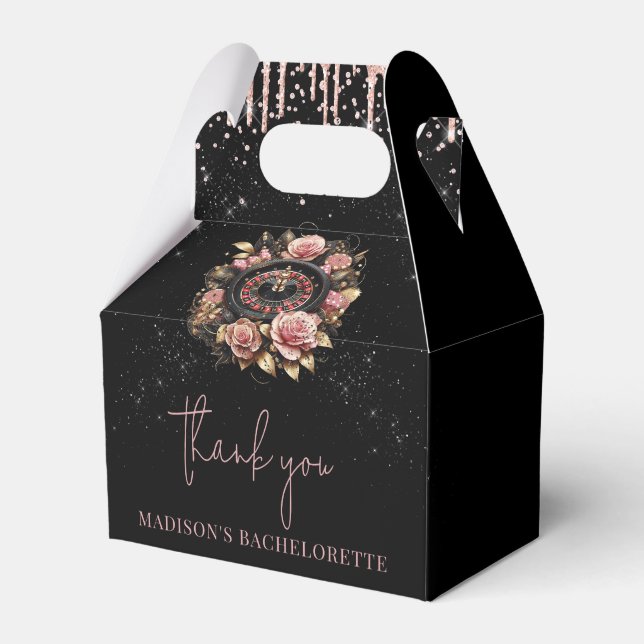 Casino Bachelorette Luxus Black Pink Gold Geschenkschachtel (Vorderseite)