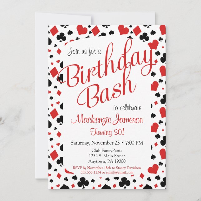 Casino Birthday Einladung Poker Vegas Game Party (Vorderseite)