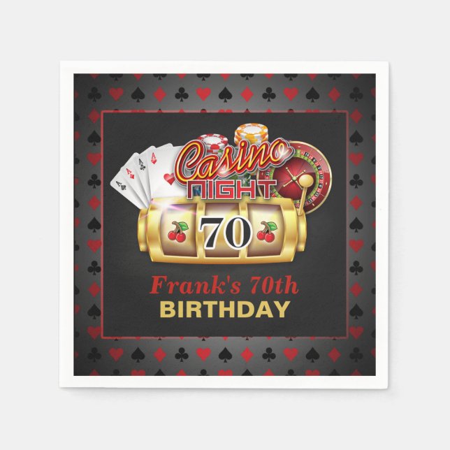 Casino Birthday Paper Napkins - 70. Geburtstag Serviette (Vorderseite)