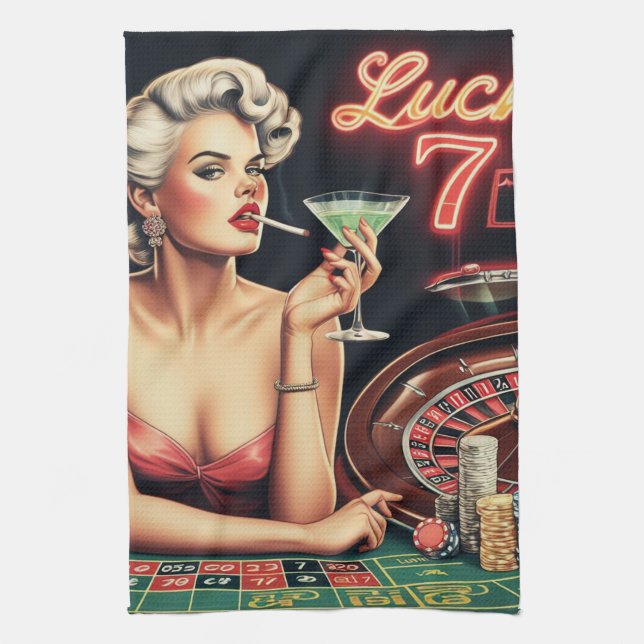 Casino Button Up Illustration Geschirrtuch (Vertikal)