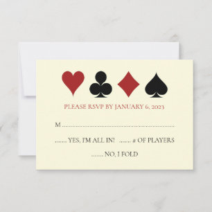 Casino Card Anzug Black Off White Wedding RSVP Karte
