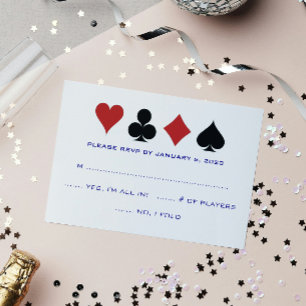 Casino Card Anzug Navy Blue White Wedding RSVP