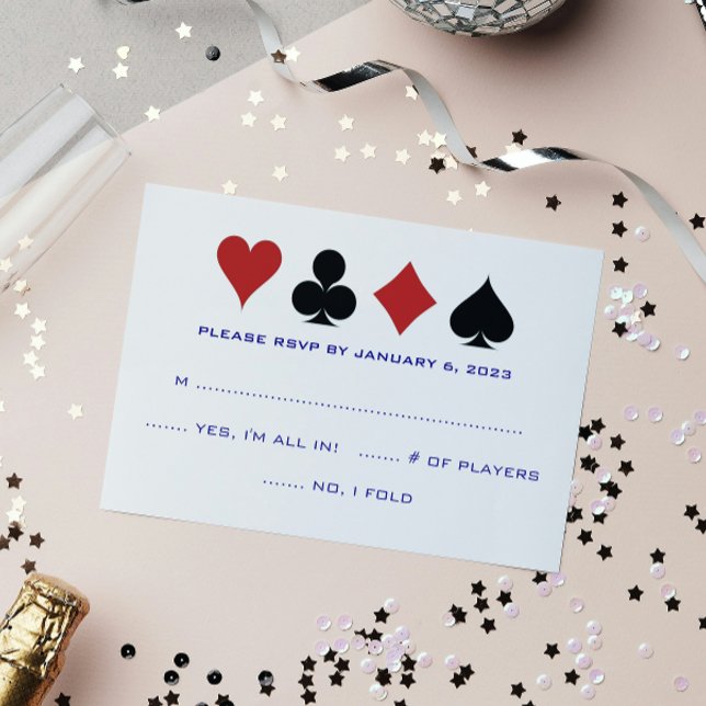 Casino Card Anzug Navy Blue White Wedding RSVP Karte (Von Creator hochgeladen)