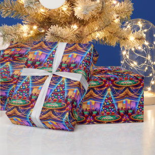 Casino Card Tisch und Poker Chip Weihnachtsbaum Geschenkpapier