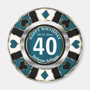 Casino Chip Las Vegas Geburtstag - Aquamarin Blau Magnet