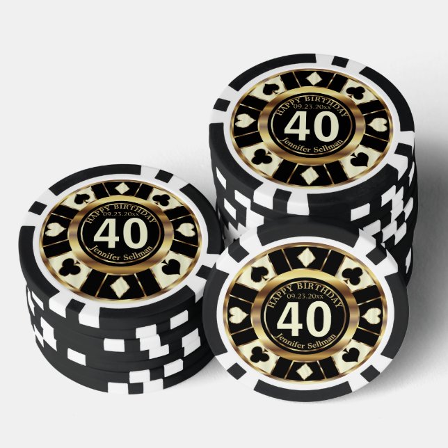 Casino Chip Las Vegas Geburtstag - Creme (Stapel)