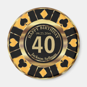 Casino Chip Las Vegas Geburtstag - Gelb Magnet