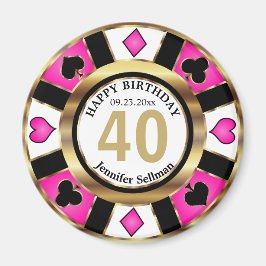 Casino Chip Las Vegas Geburtstag - Hübsch rosa Magnet