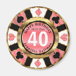 Casino Chip Las Vegas Geburtstag - Korallen Magnet