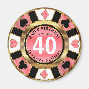 Casino Chip Las Vegas Geburtstag - Korallen Magnet