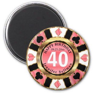 Casino Chip Las Vegas Geburtstag - Korallen Magnet