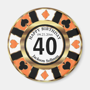 Casino Chip Las Vegas Geburtstag - Orange Magnet