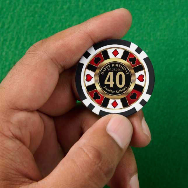 Casino Chip Las Vegas Geburtstag - Rot (Hand)