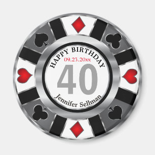 Casino Chip Las Vegas Geburtstag - Silber Magnet