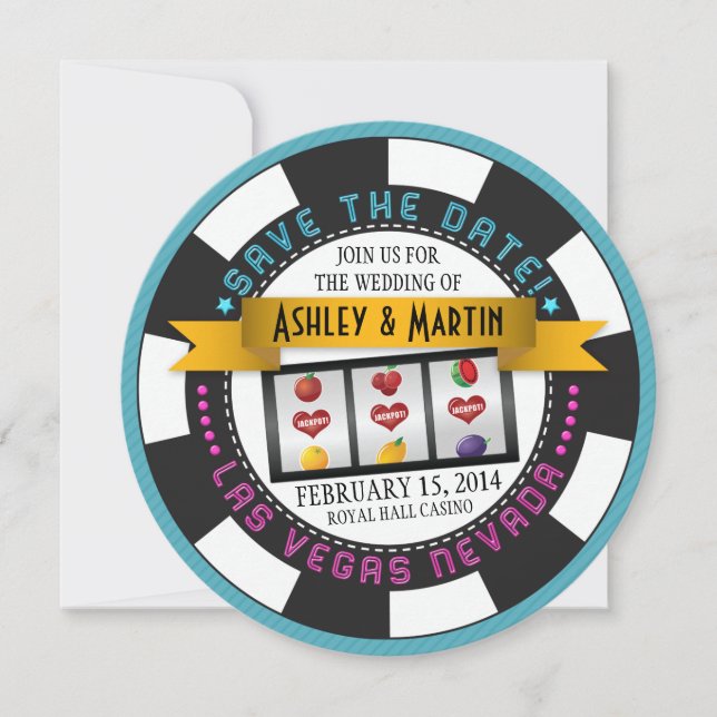 Casino Chip Vegas Wedding Sichern Sie das Datum Save The Date (Vorderseite)