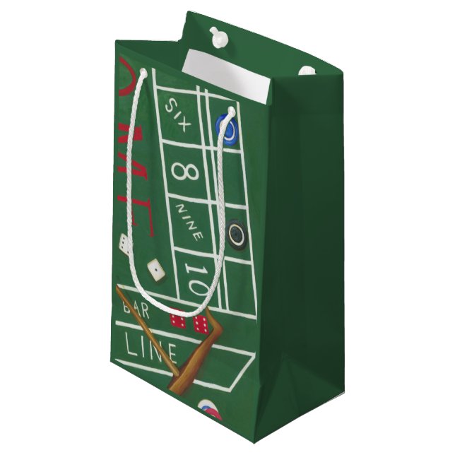 Casino Craps Tisch mit Chips und Würfeln Kleine Geschenktüte (Vorderseite Schrägansicht)
