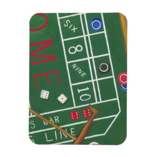 Casino Craps Tisch mit Chips und Würfeln Magnet