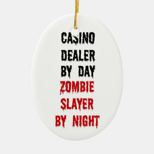 Casino Dealer Zombie Slayer Keramikornament