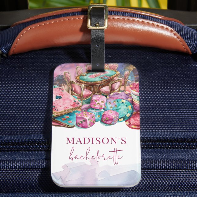 Casino Gambling Bachelorette Luxus Rosa Gepäckanhänger (Vorderseite Insitu 2)