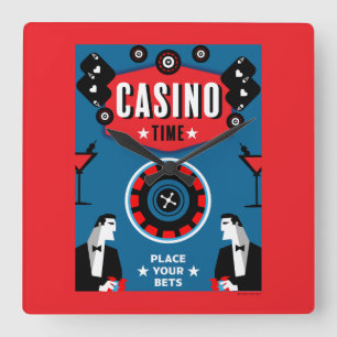 Casino Gambling Poker Roulette Quadratische Wanduhr