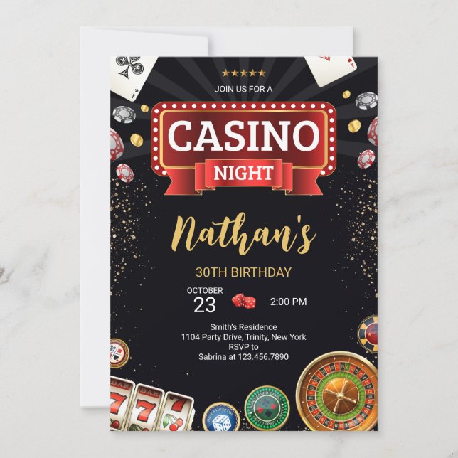 Casino Geburtstag Einladung (Vorderseite)