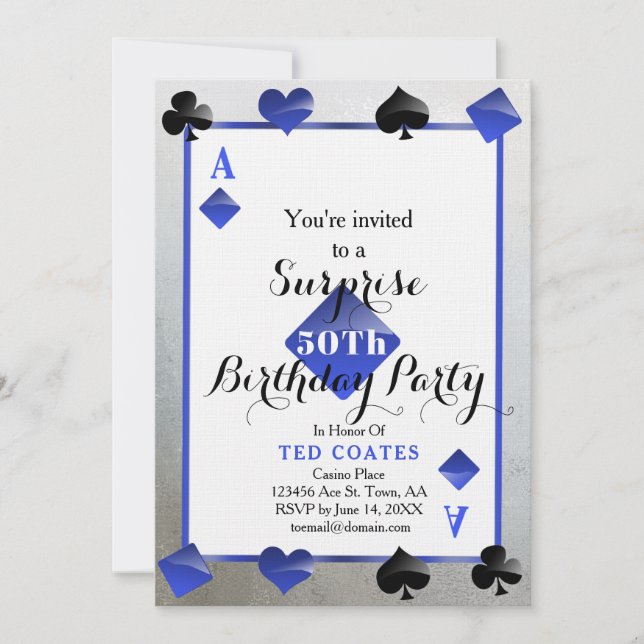 Casino-Geburtstagsüberraschung Einladung (Vorderseite)