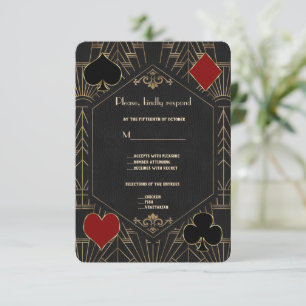 Casino Gold Black Gatsby 1920er Hochzeit RSVP Karte