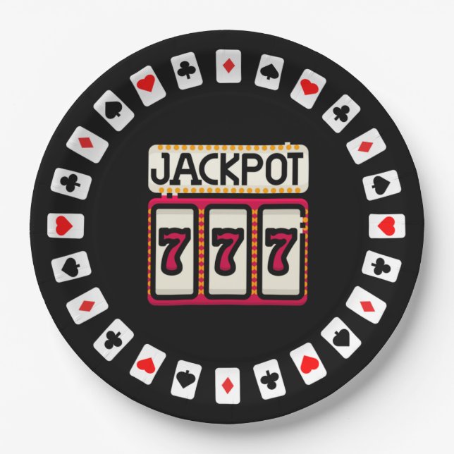 Casino Hit the Jackpot 777 Pappteller (Vorderseite)