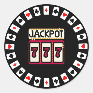 Casino Hit the Jackpot 777 Runder Aufkleber