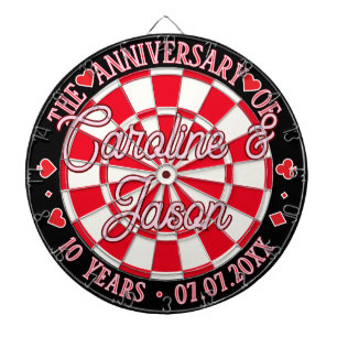 Casino-Hochzeit JUBILÄUM Rot Herzen, Schwarz Weiß Dartscheibe