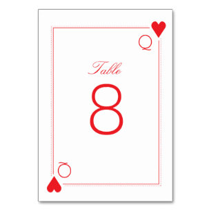 Casino-Hochzeitstisch-Nummernkarte - Herzen Tischnummer