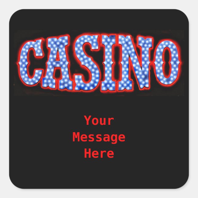 Casino in Red White & Blue Quadratischer Aufkleber (Vorderseite)