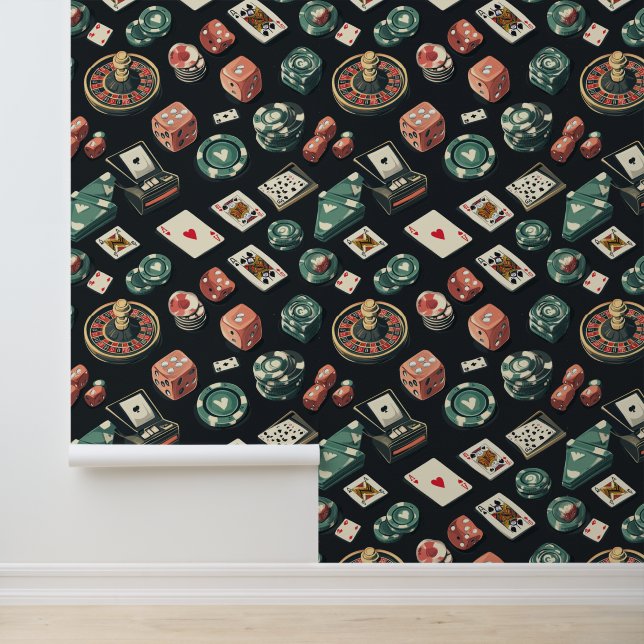 Casino Interior Poker Cards Gambling Dice Roulette Tapete (Anwendung)
