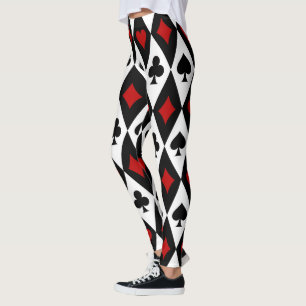 Casino-Kartenspiel Harlekin Karo Schwarz Rot Weiß Leggings