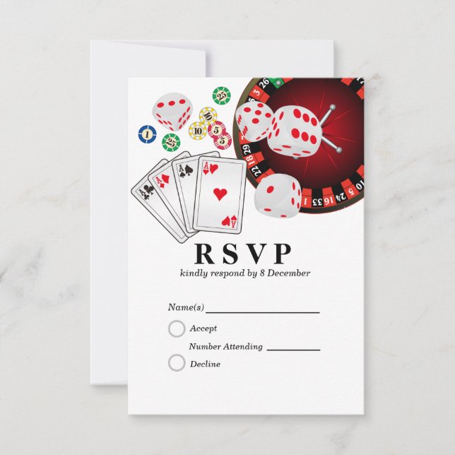 Casino las vegas 3,5" x 5" Response Card RSVP Karte (Vorderseite)
