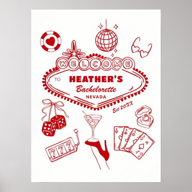 Casino Las Vegas Bachelorette Party Welcome Poster (Vorne)